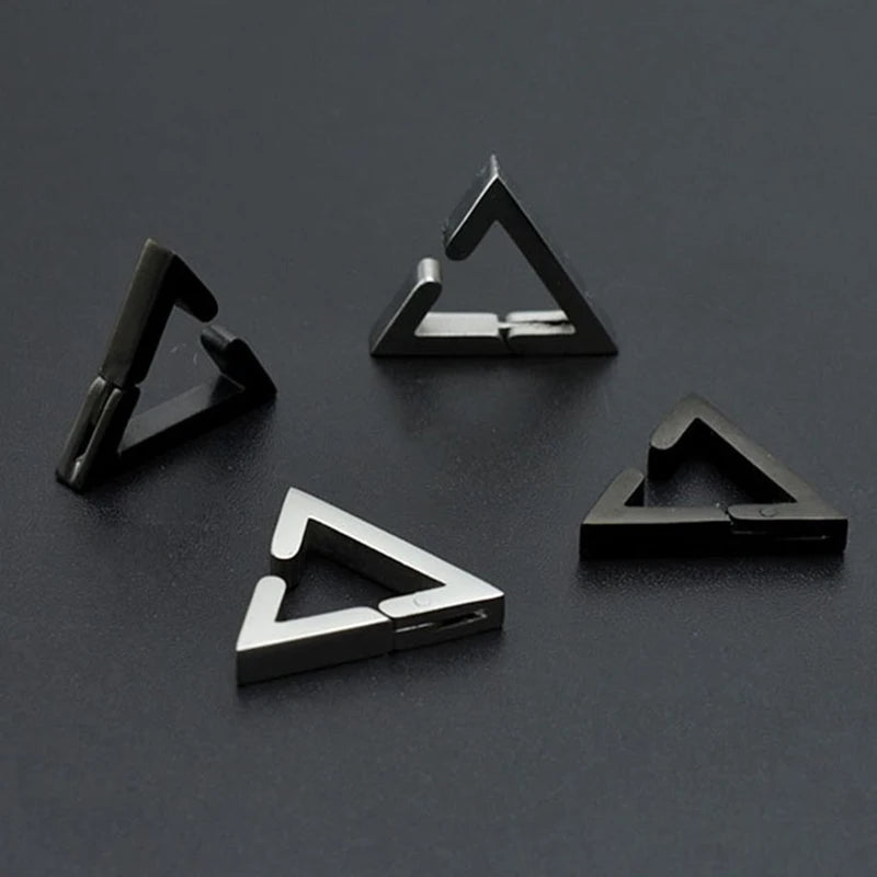 STEEL TRIANGLE HOOP EARRINGS