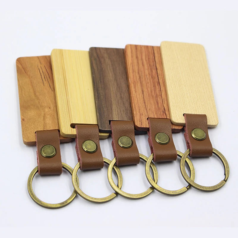 5PCS BLANK WOODEN KEYCHAINS