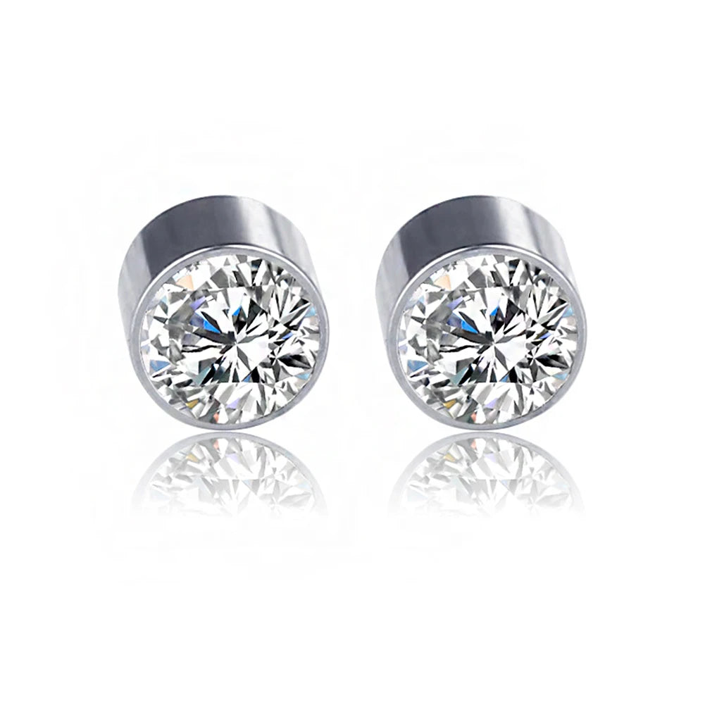 6MM ROUND CLEAR CRYSTAL MAGNETIC EARRING