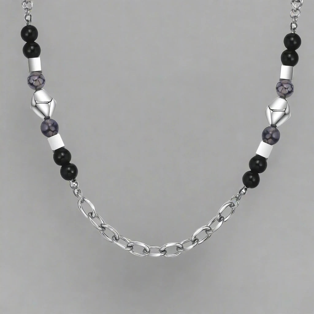 BLACK BEAD CHAIN NECKLACE