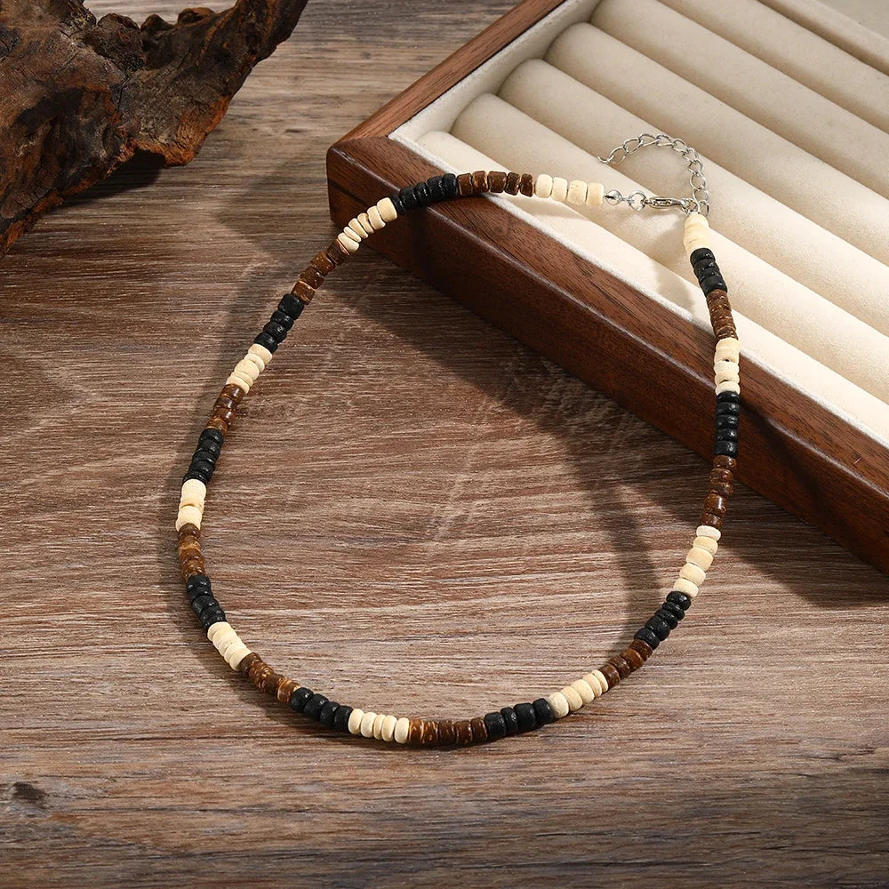 SURFER WOOD WAVE NECKLACE