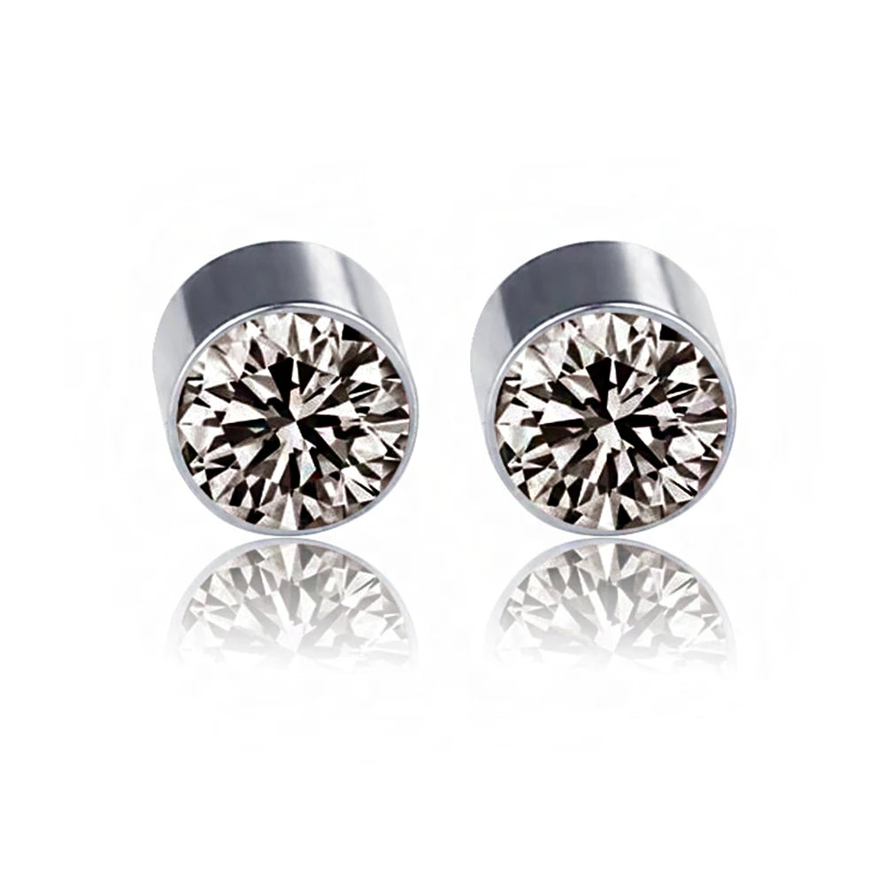 6MM ROUND GREY CRYSTAL MAGNETIC EARRING