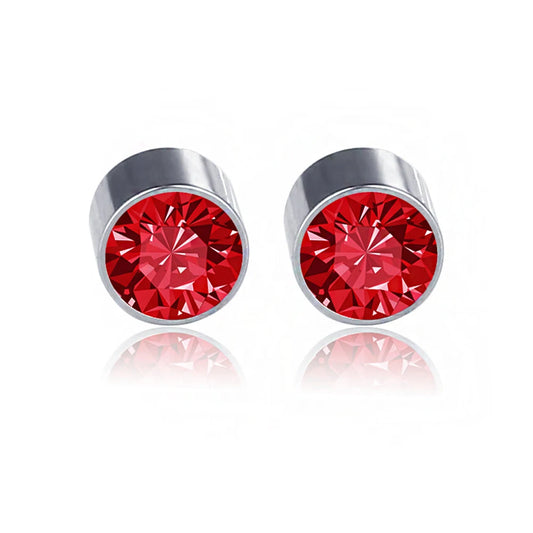 6MM ROUND RED CRYSTAL MAGNETIC EARRING