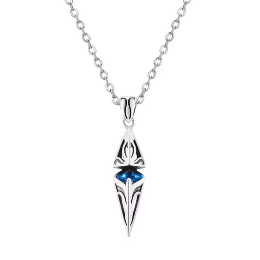 Stylist Blue Zircon Necklace Pendant-Double Fancy