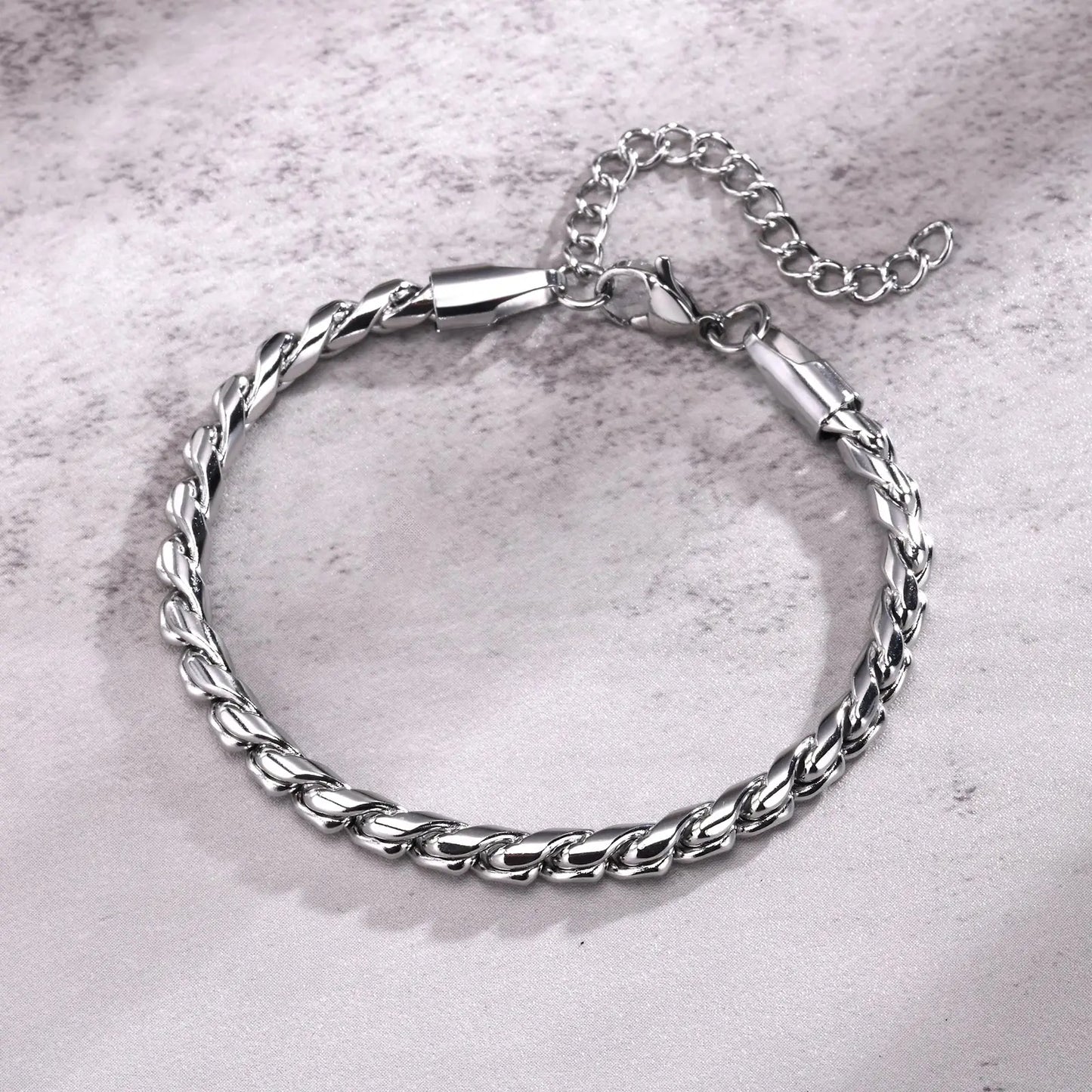 5mm Mens Rope Bracelet | Silver or Black - Double Fancy