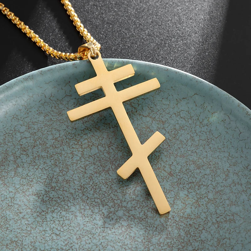 STEEL ORTHODOX CROSS NECKLACE