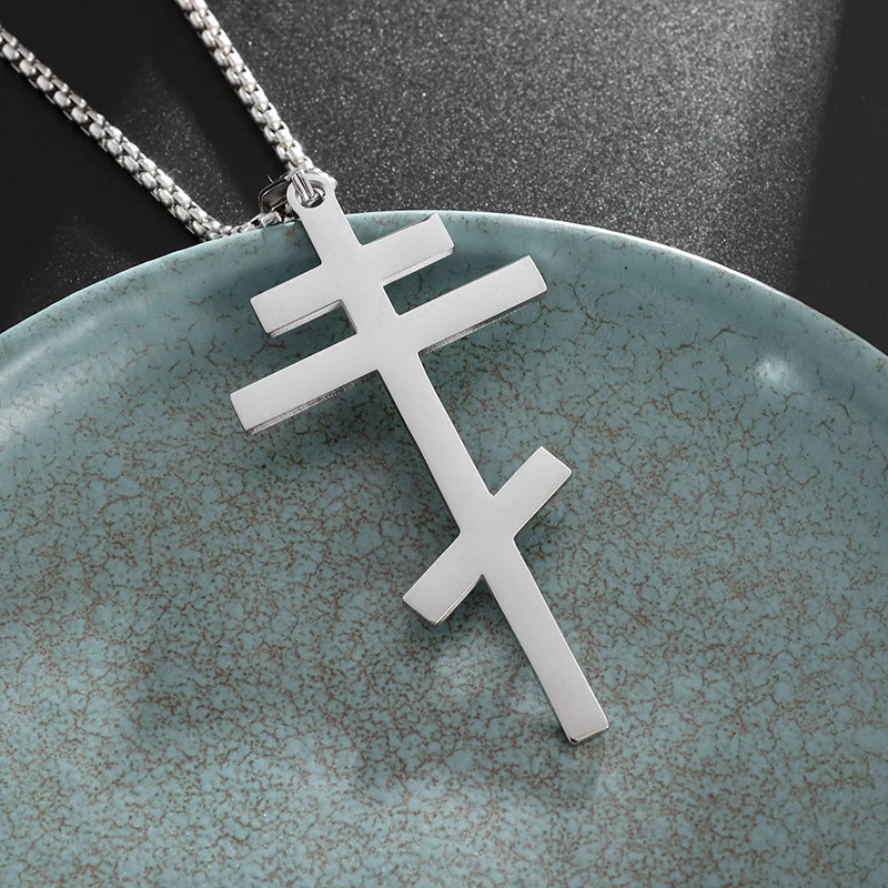 STEEL ORTHODOX CROSS NECKLACE