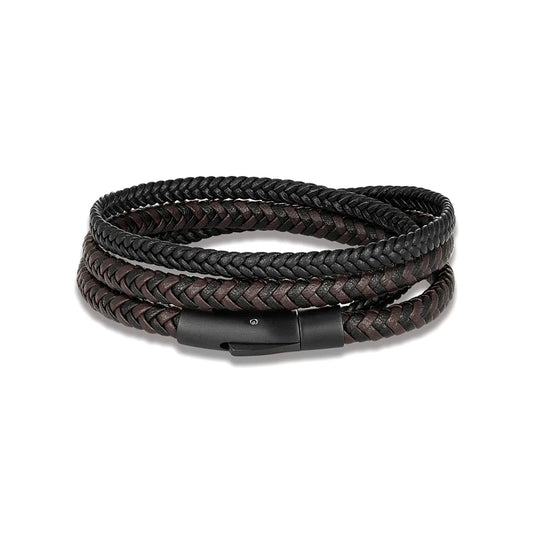 Braided Layered Leather Bracelet-Double Fancy