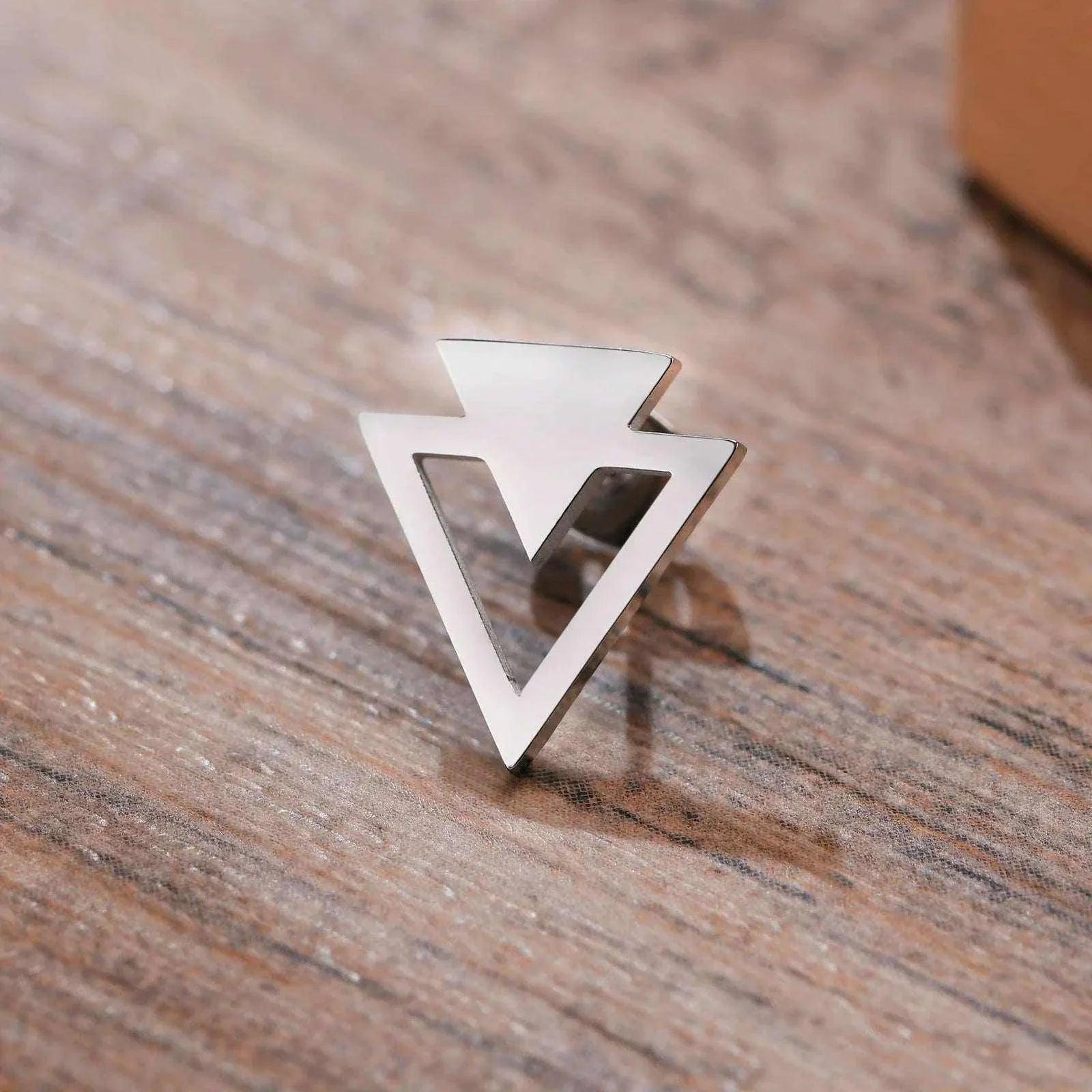 Double Triangle Stud Earrings-Double Fancy