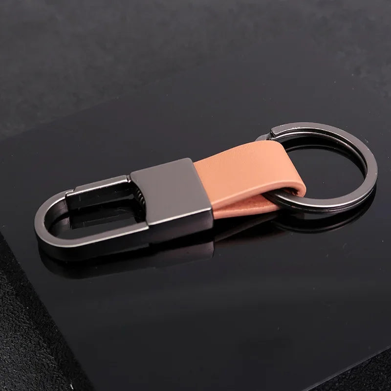 Black Leather Keyring Holder-Double Fancy