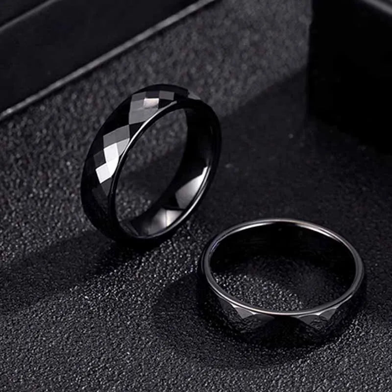 FACETED BLACK CERAMIC RING