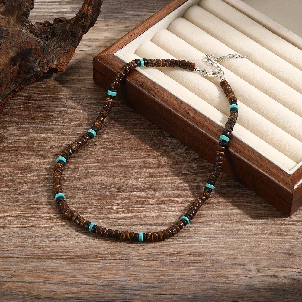 SURFER WOOD WAVE NECKLACE