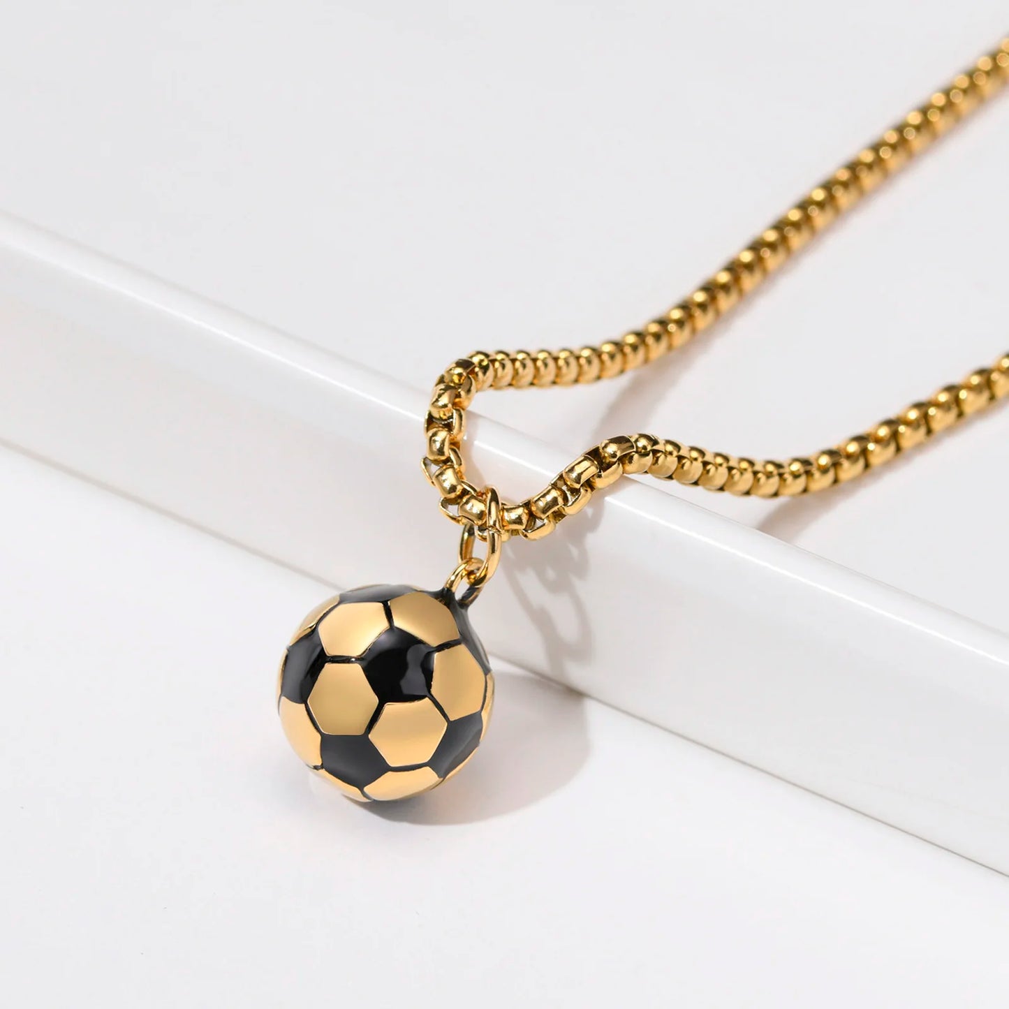 Steel Football Necklace Pendant-Double Fancy