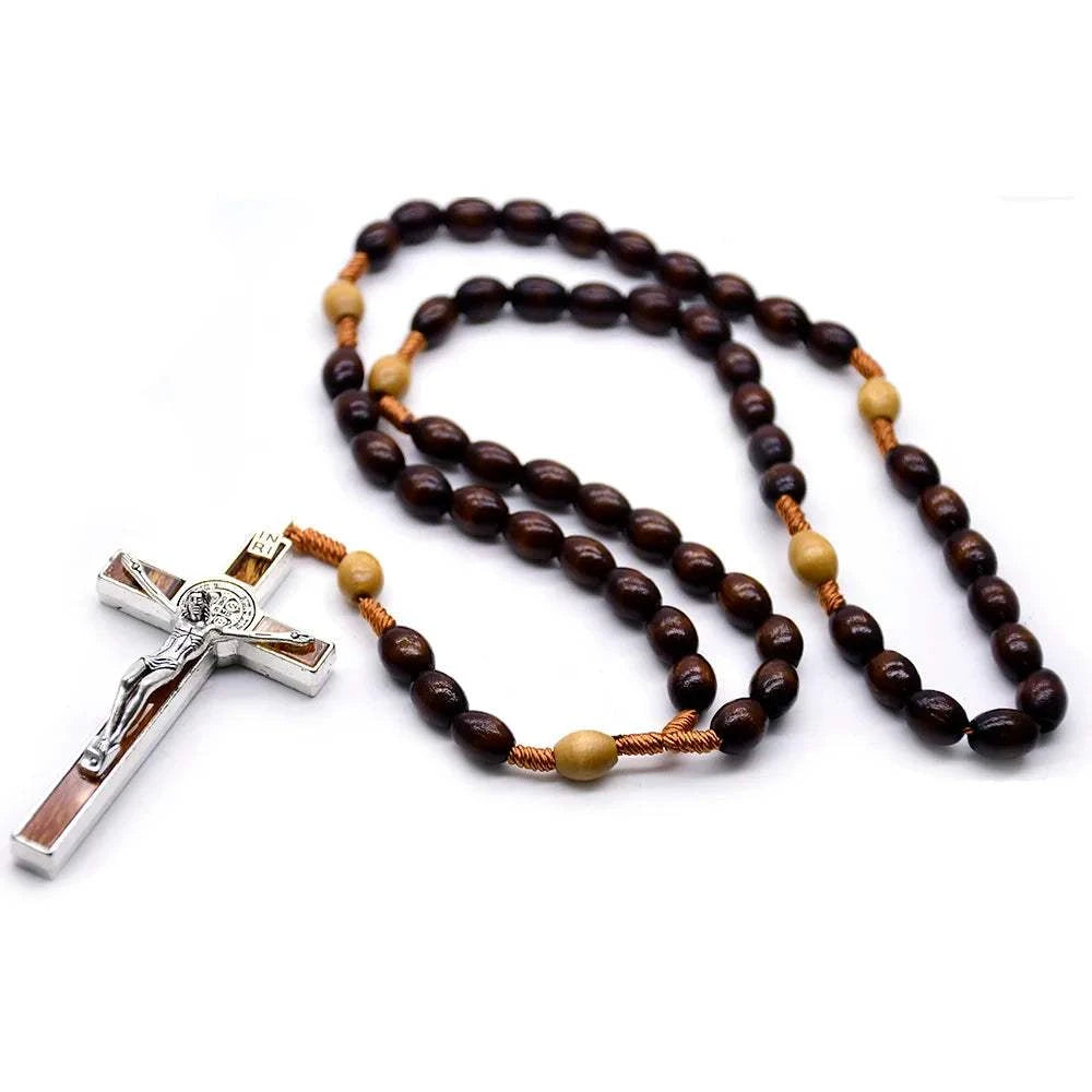 DARK BROWN WOOD BEADS ROSARY