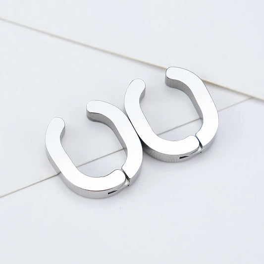 STEEL U-SHAPED CLIP ON EARRINGS