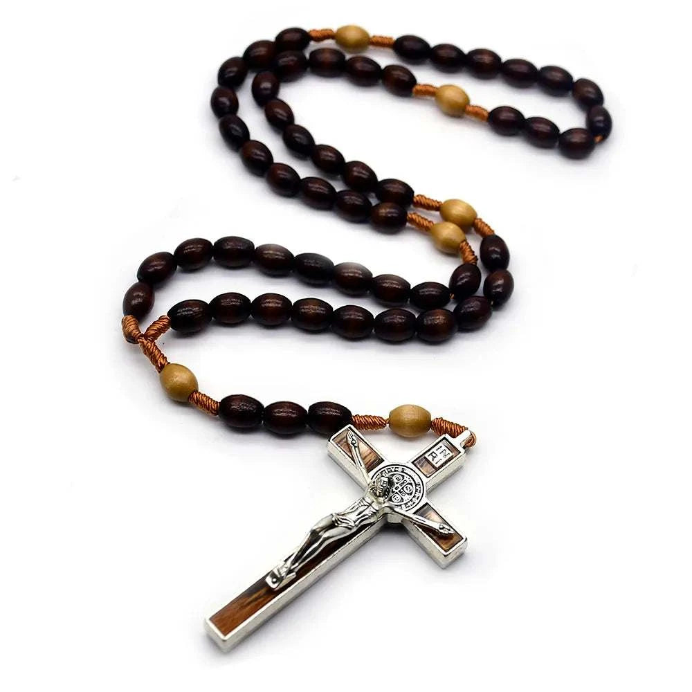 DARK BROWN WOOD BEADS ROSARY