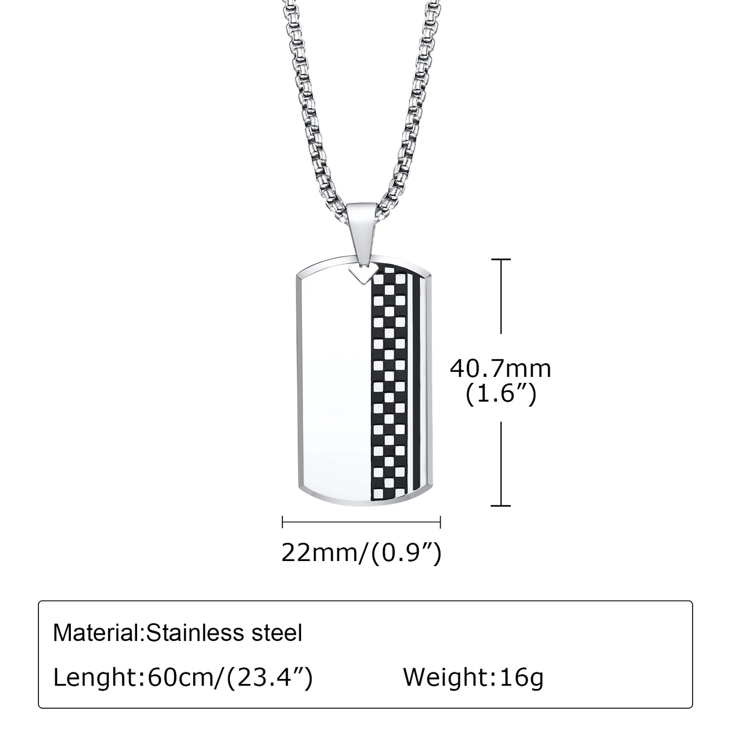 SILVER & BLACK CHECKERBOARD NECKLACE