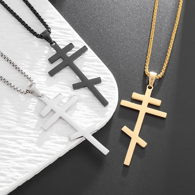 STEEL ORTHODOX CROSS NECKLACE