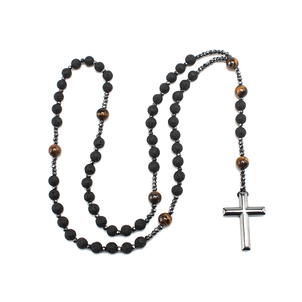 NATURAL LAVA STONE ROSARY