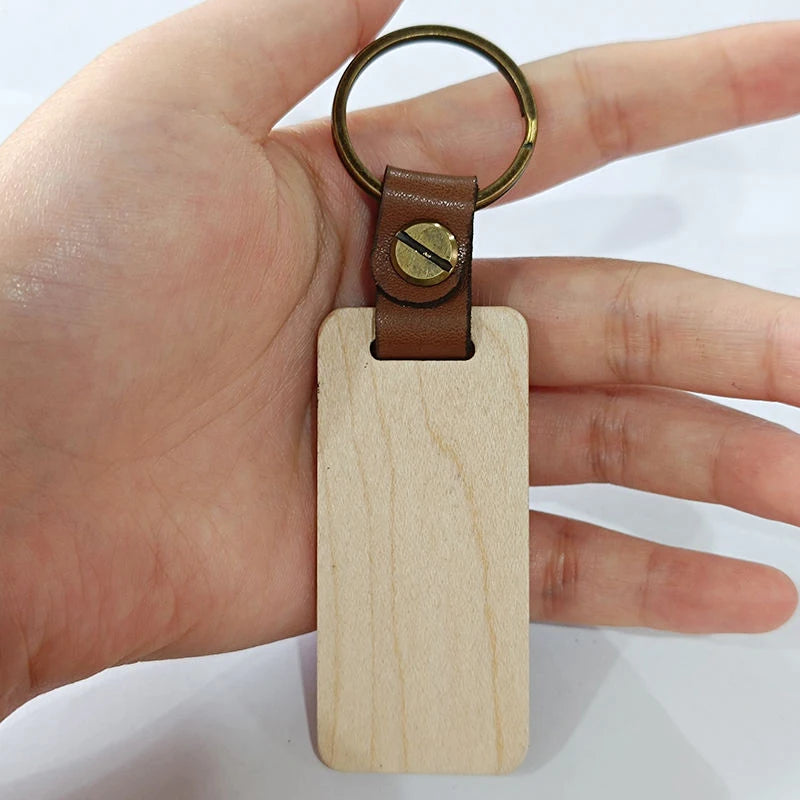 5PCS BLANK WOODEN KEYCHAINS