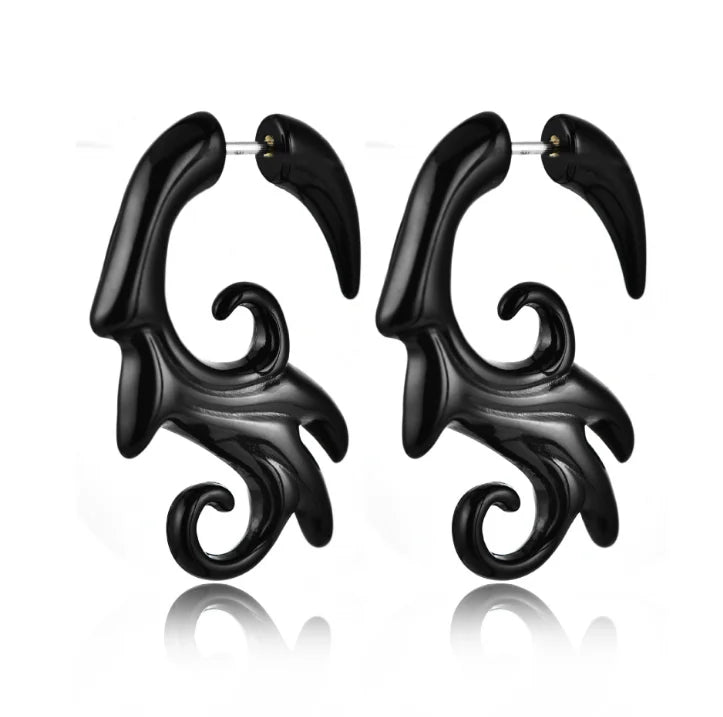 BLACK ACRYLIC TWIST PLUG EARRING