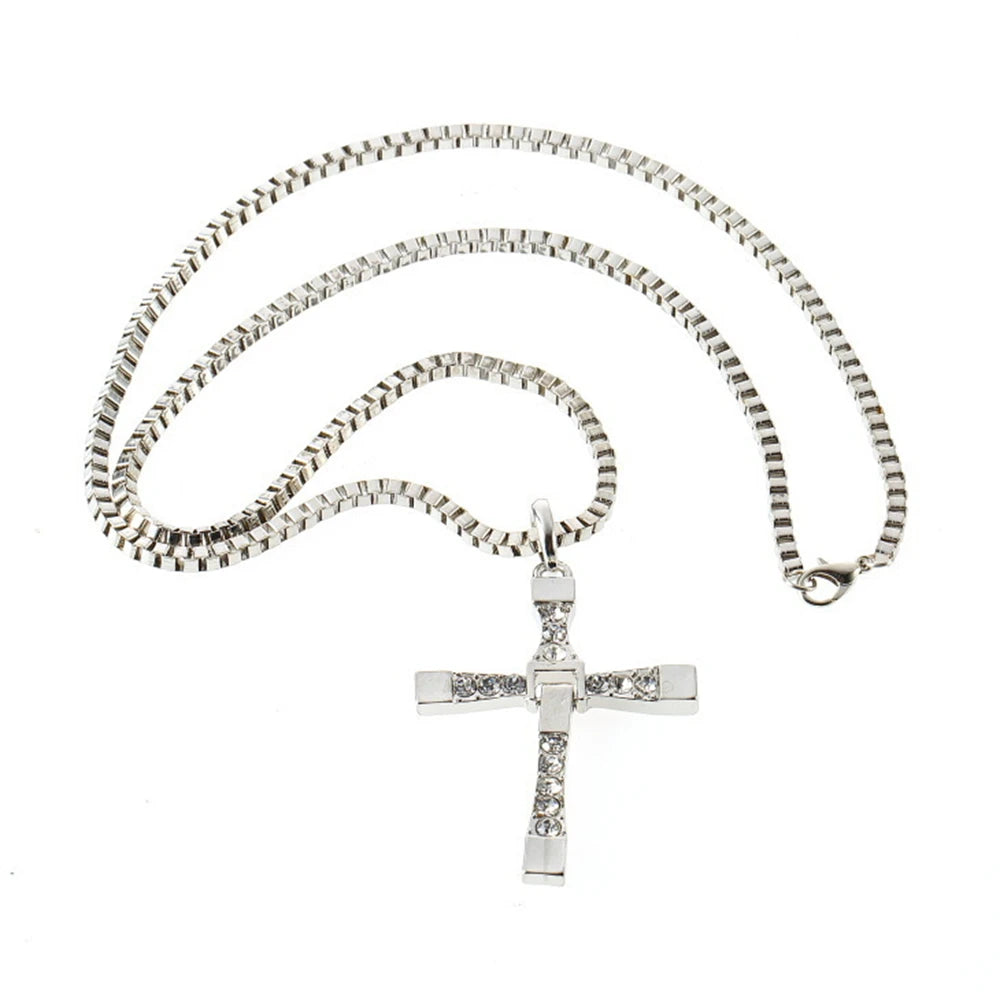 RHINESONE CHARMS CROSS NECKLACE