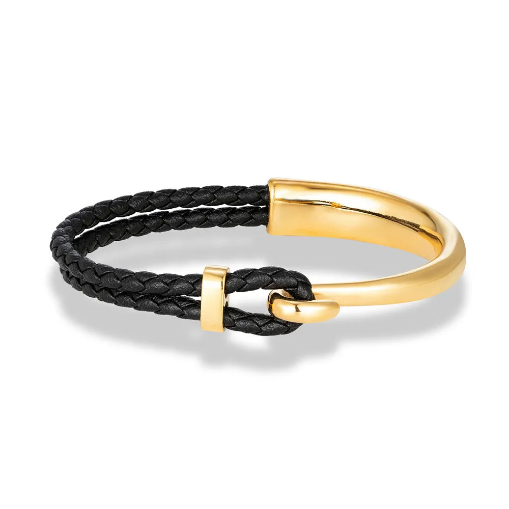 Hook Braided Leather Bracelet-Double Fancy