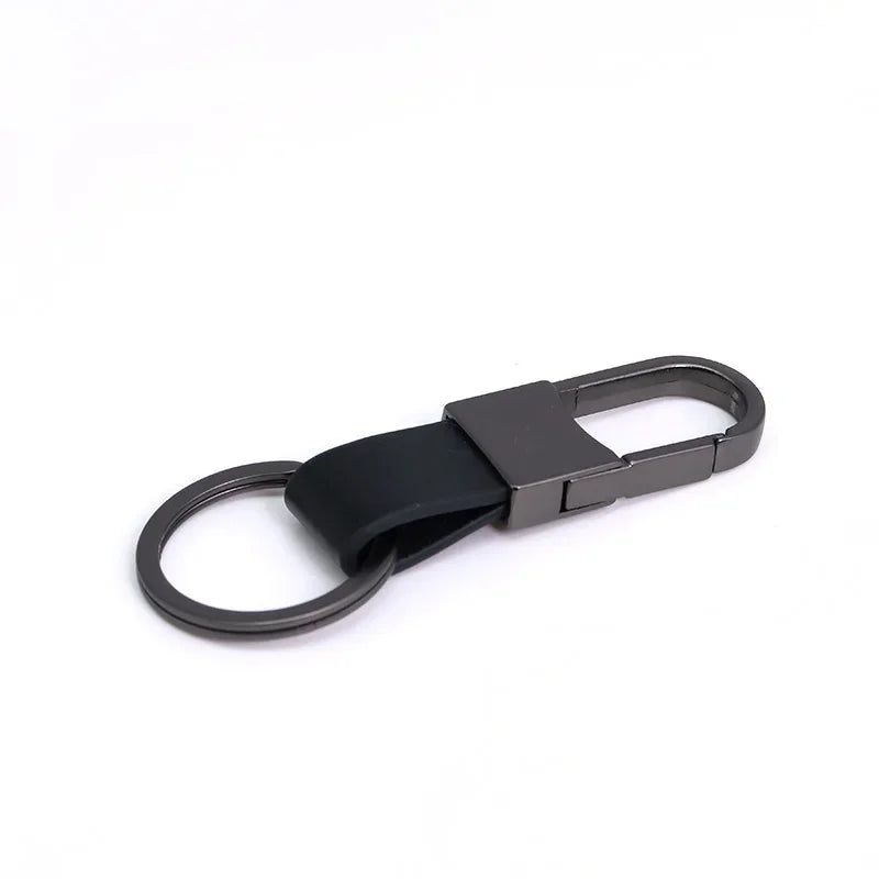 Black Leather Keyring Holder-Double Fancy