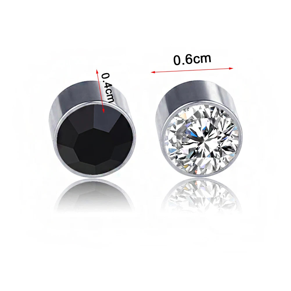 6MM ROUND BLACK CRYSTAL MAGNETIC EARRING