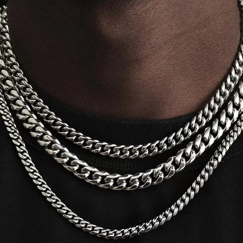 BASIC STEEL CUBAN NECKLACE