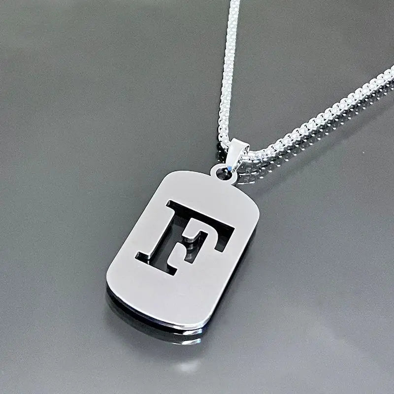 STEEL INITIAL TAG LETTER PENDANT