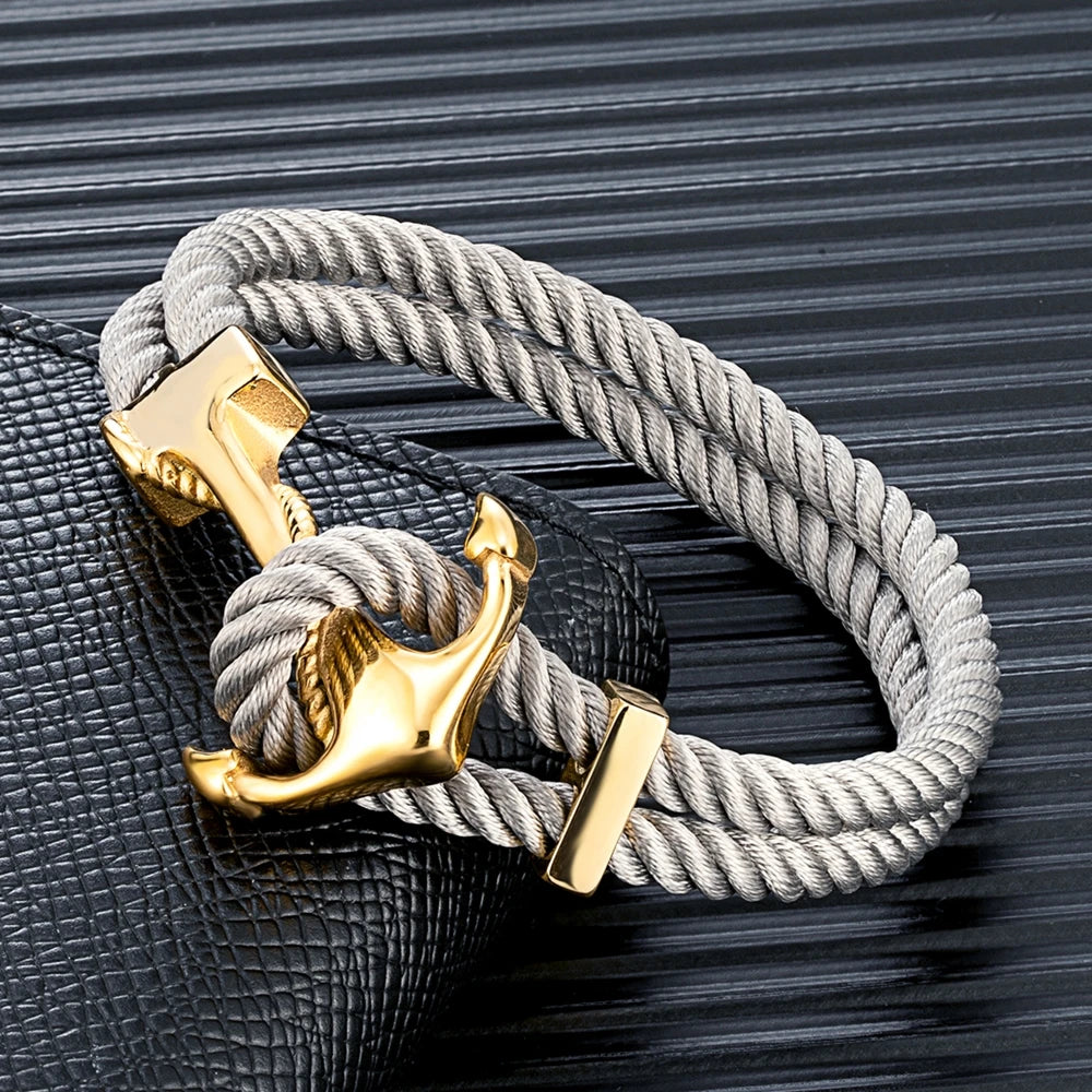 Gold Rope Anchor Bracelet-Double Fancy