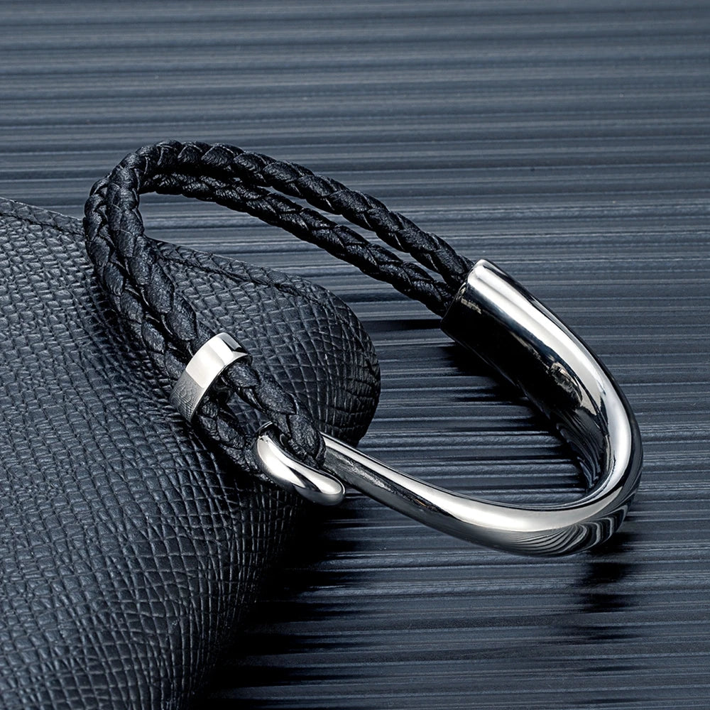 Hook Braided Leather Bracelet-Double Fancy