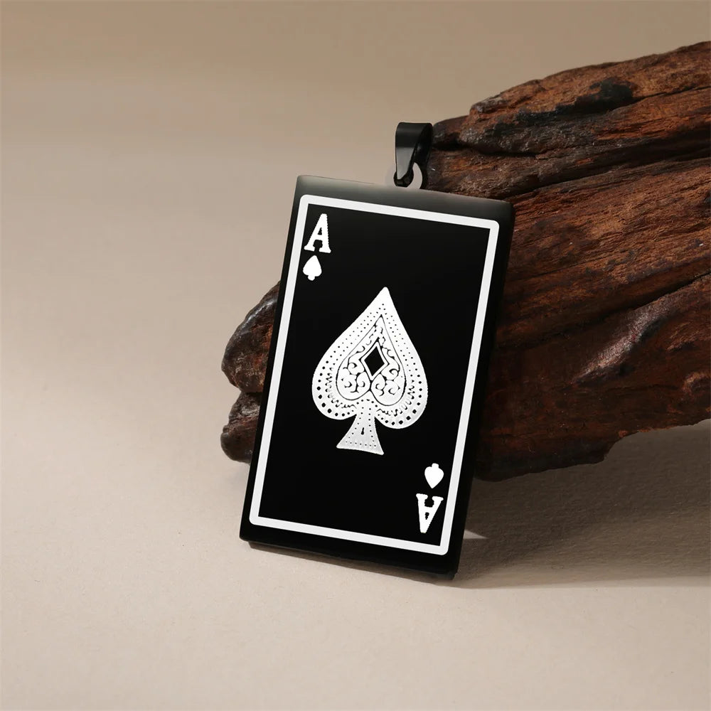 STEEL ACE OF SPADES KEYCHAIN