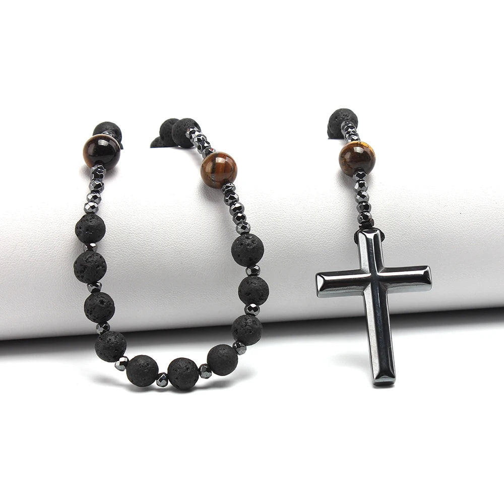 NATURAL LAVA STONE ROSARY