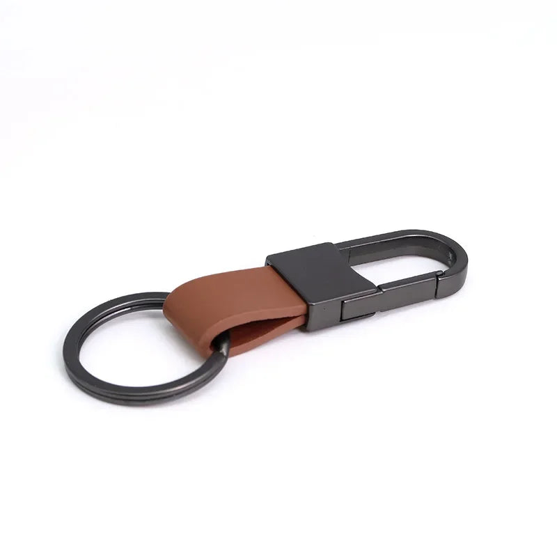 Black Leather Keyring Holder-Double Fancy