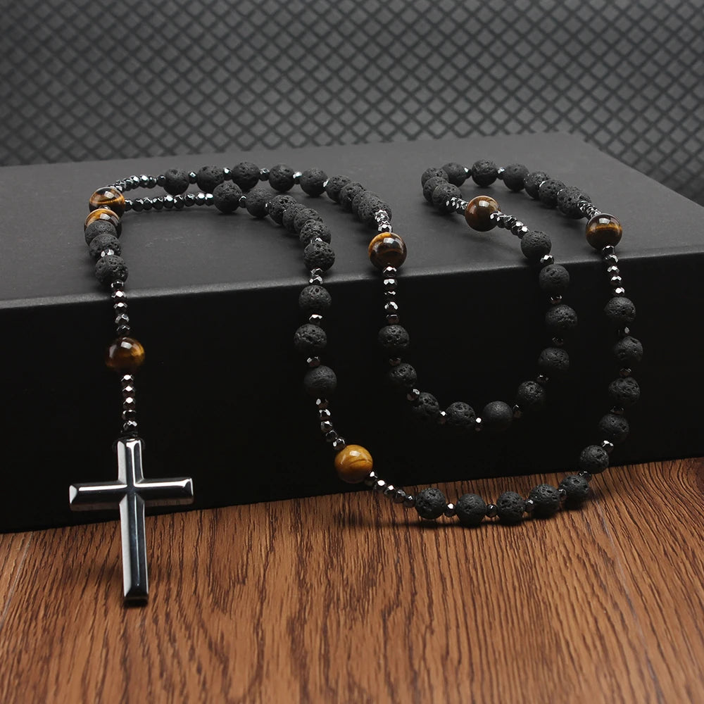 NATURAL LAVA STONE ROSARY