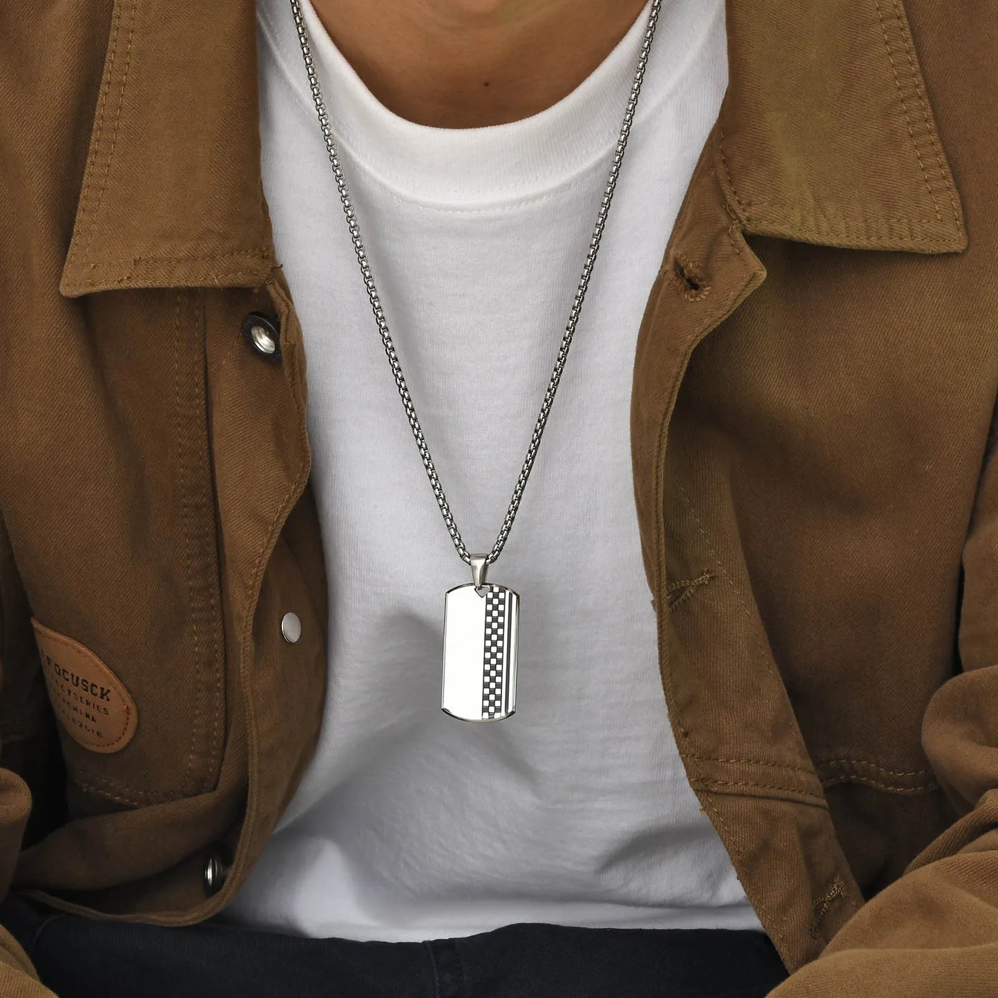 SILVER & BLACK CHECKERBOARD NECKLACE