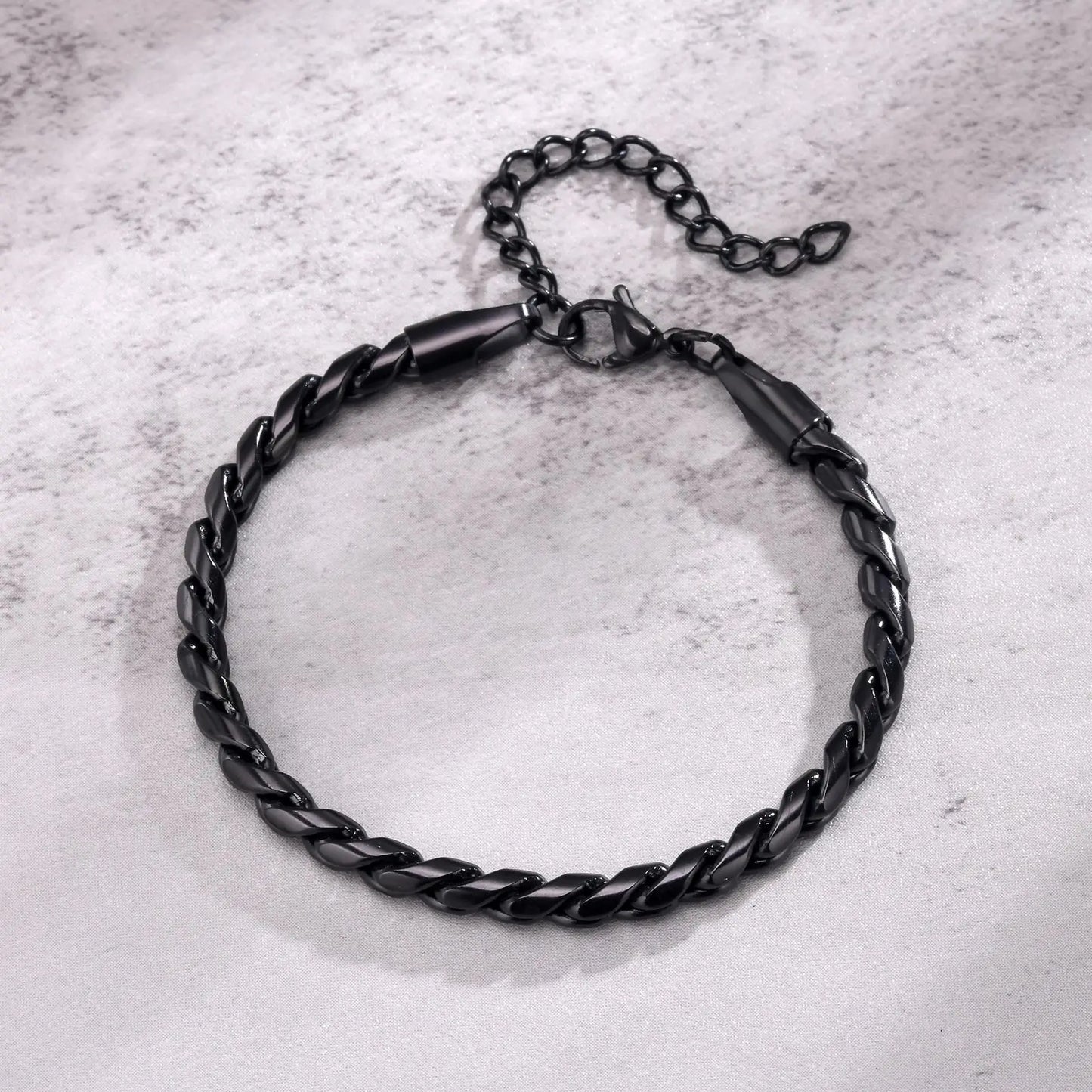 5mm Mens Rope Bracelet | Silver or Black - Double Fancy