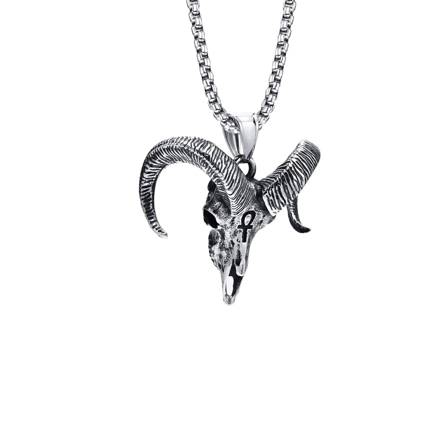 Vintage Goat Head Pendant Necklace-Double Fancy