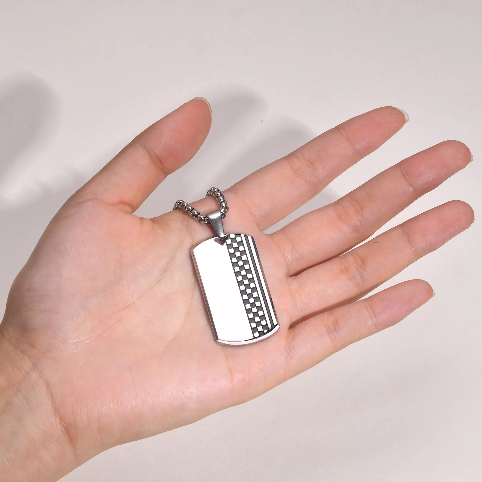 SILVER & BLACK CHECKERBOARD NECKLACE