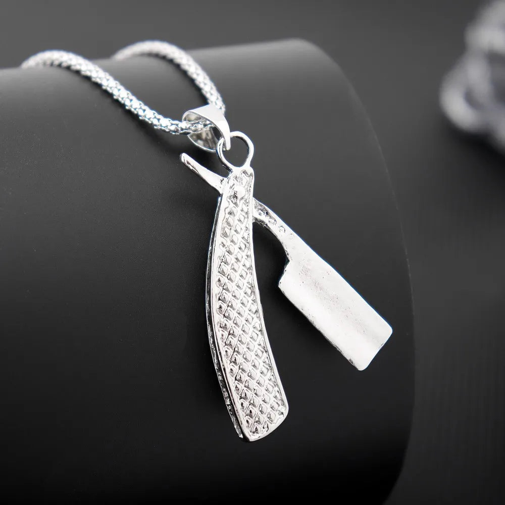 BARBER KNIFE NECKLACE PENDANT