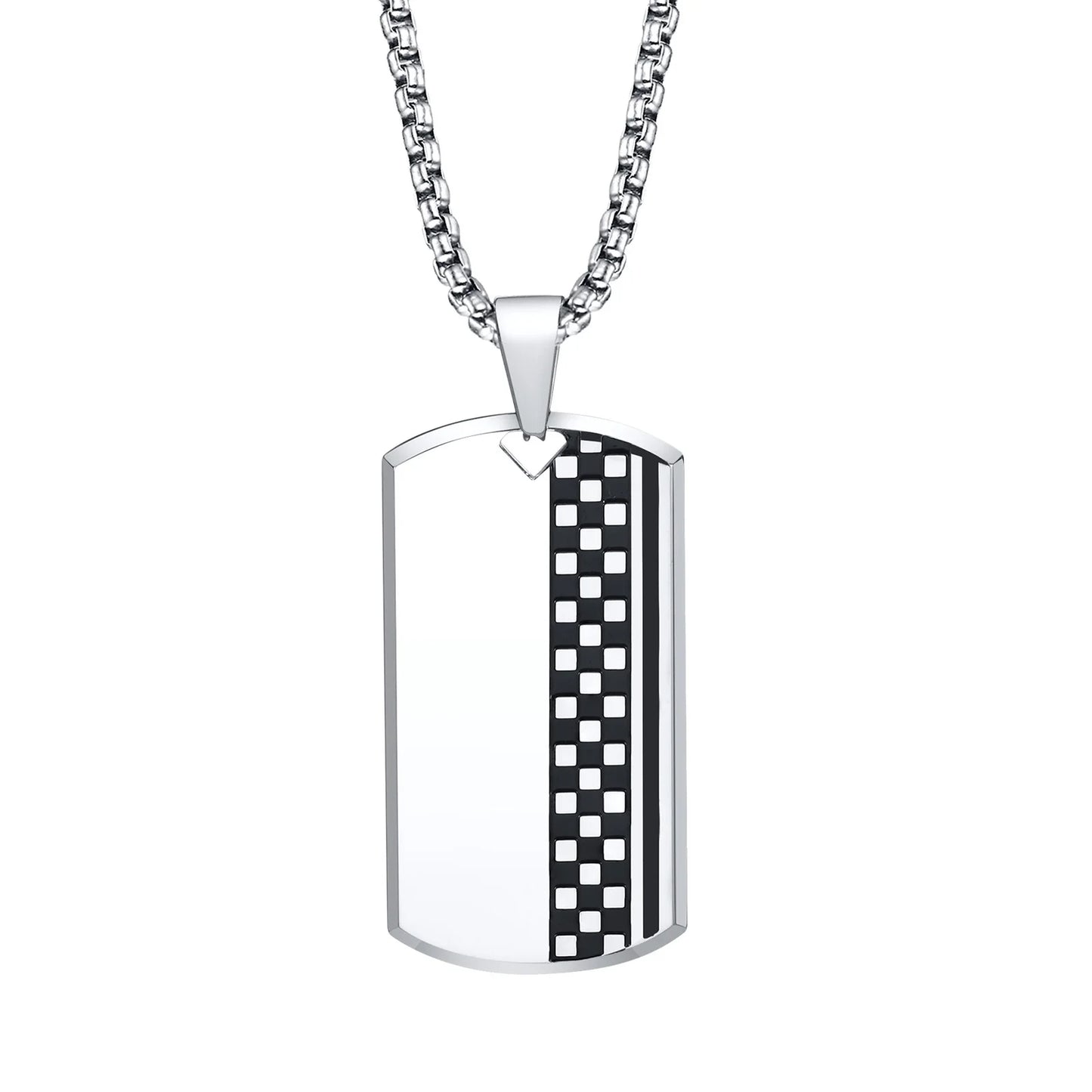 SILVER & BLACK CHECKERBOARD NECKLACE