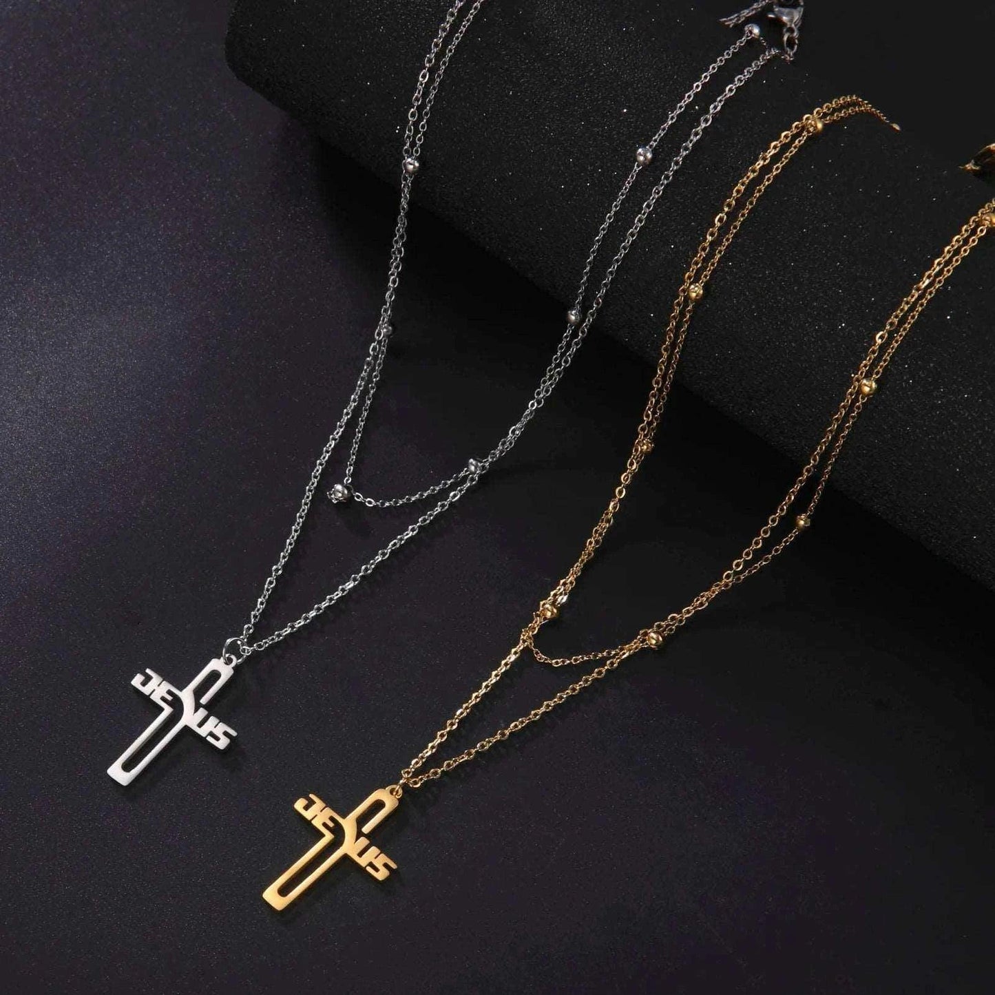 HOLLOW CROSS NECKLACE - Double Fancy