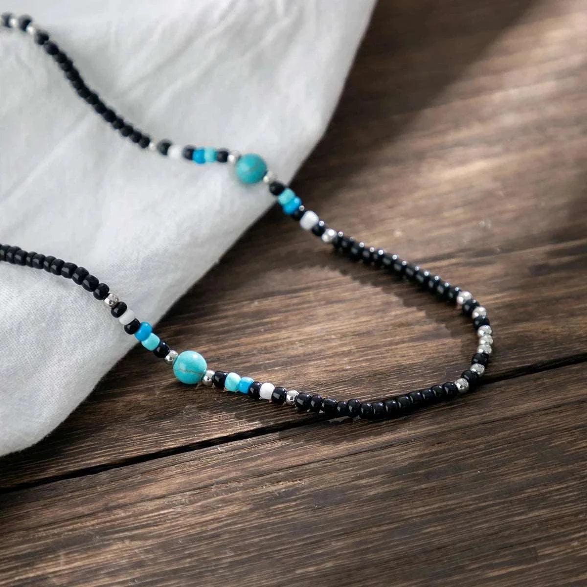 Black Necklace Bohemian Wave-Double Fancy