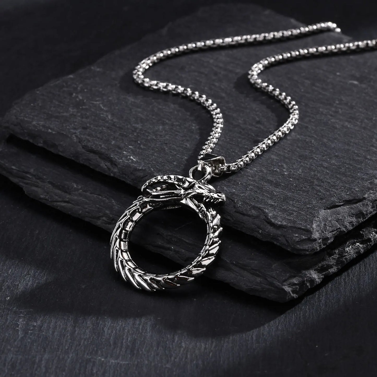 Dragon Ouroboros Pendant Necklace-Double Fancy