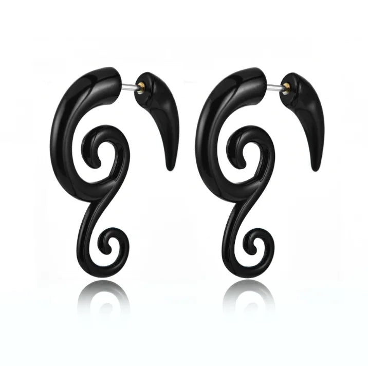 BLACK ACRYLIC TWIST PLUG EARRING