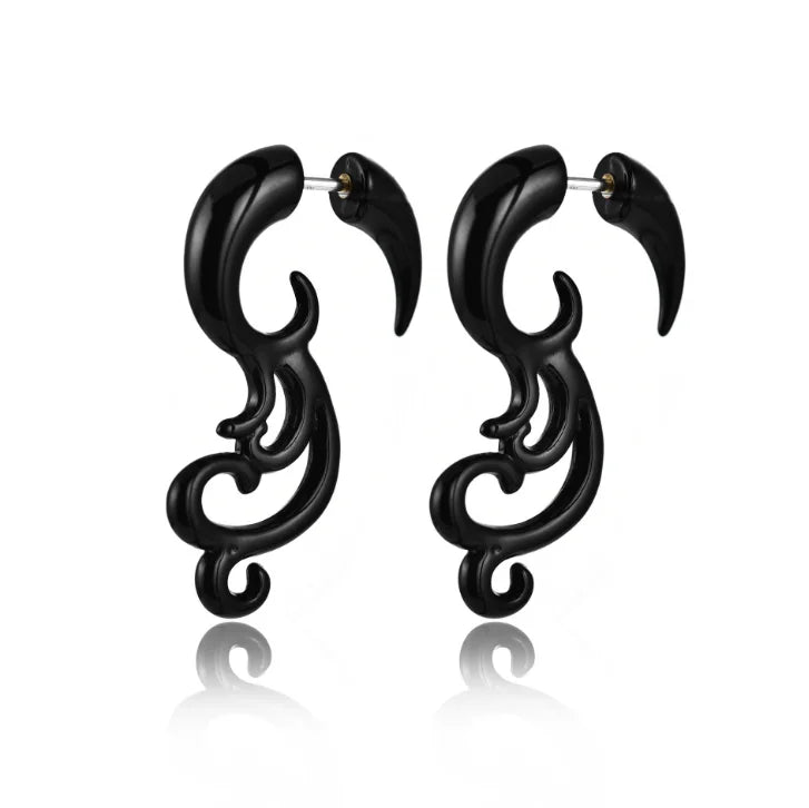 BLACK ACRYLIC TWIST PLUG EARRING