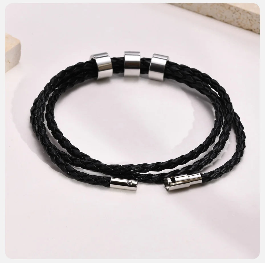 Navigator Braided Leather Bracelet - Double Fancy